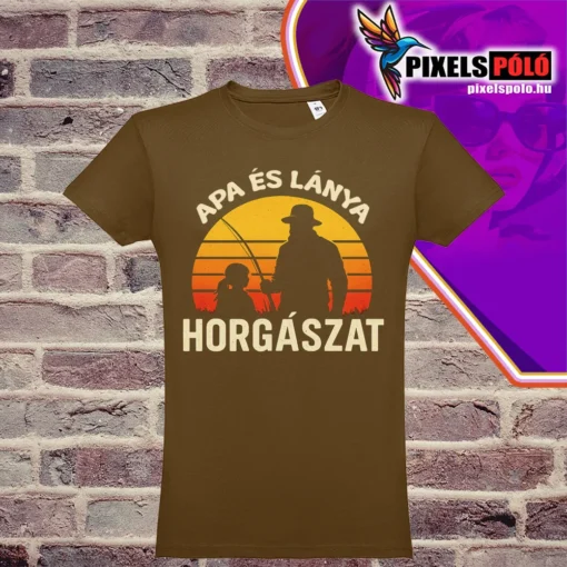 Apa és lánya horgász póló – vicces pecás ajándék családnak