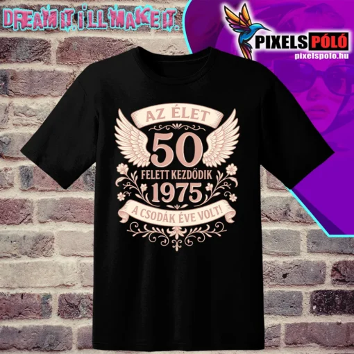 Színes női születésnapi vintage grafika Az élet 50 felett kezdődik