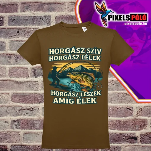 Horgász szív, lélek, élet – idézetes horgász póló ajándékba