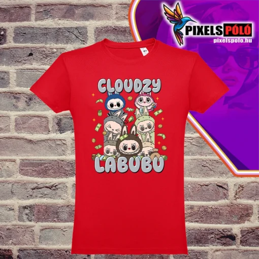Labubu Cloudzy póló – pénzes felhős Labubu grafika prémium DTF nyomattal