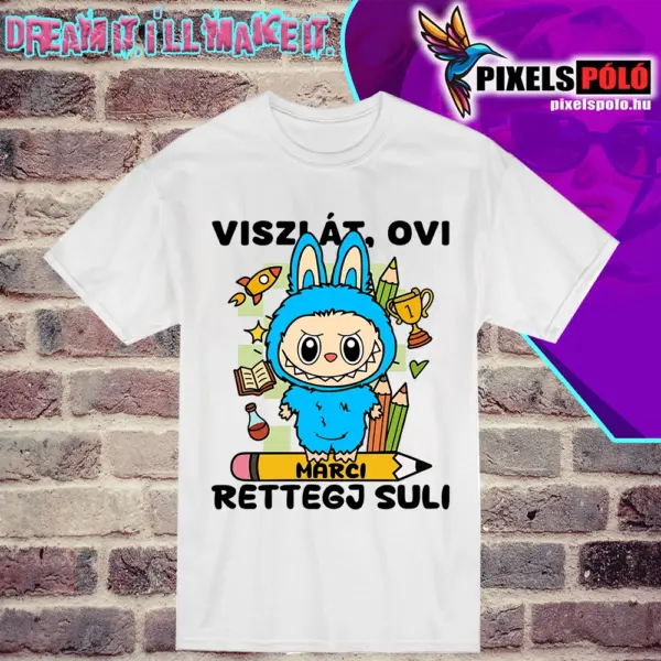 Viszlát ovi rettegj suli Labubu mintás fiu póló