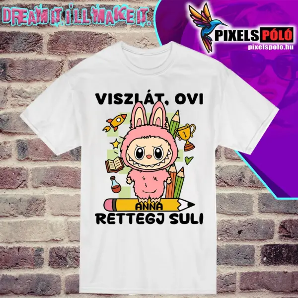 Viszlát ovi rettegj suli Labubu mintás kislány póló