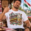 A pálinka nem kérdez, a pálinka megért feliratú magyaros póló