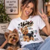 A yorkie részei póló vicces Yorkshire terrier grafikával női modellen