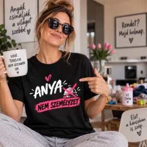 Anya vagyok nem személyzet póló vidám anyukán