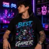 Best Gamer koponyás gamer póló kontrolleres neon grafikával