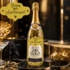 Boldog 90. születésnapot feliratú egyedi címkés 24K Gold aranypelyhes pezsgő luxus háttérrel