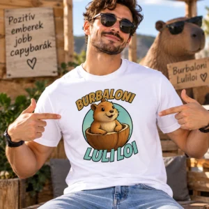 Férfi modell Burbaloni Luliloli pólóban