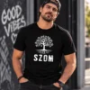 faSZOM vicces fekete póló férfi modellen
