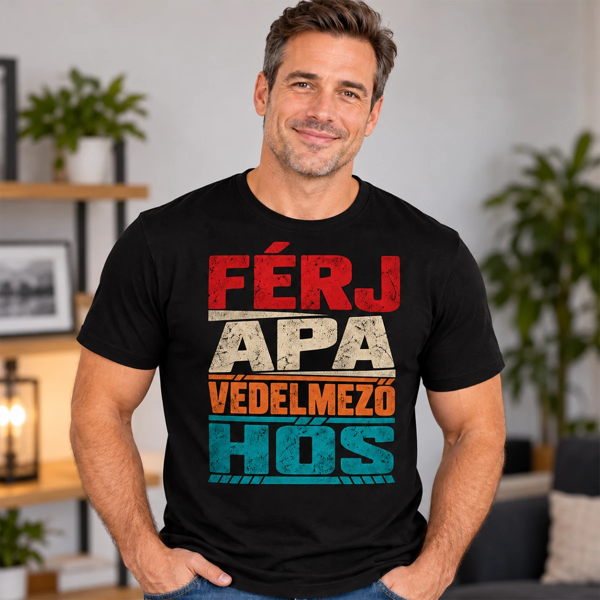 Férj Apa Védelmező Hős – apás póló – termékkép.