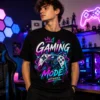 Gaming Mode Activated gamer póló színes kontroller grafikával