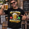 Hív a söröm mennem kell grafika habzó söröskorsóval és telefonhívás ikonokkal