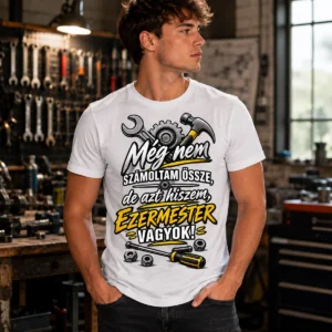 Még nem számoltam össze, de azt hiszem ezermester vagyok vicces ezermester póló