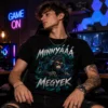 Mingyáá megyek vicces gamer póló számítógépnél játszó karakterrel