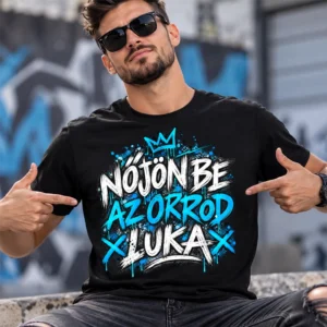 Fekete férfi póló Nőjön be az orrod luka graffiti felirattal