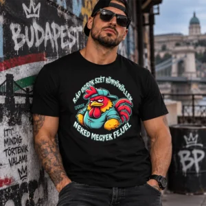 Rád ugrok vicces póló fekete pólót viselő férfi modellen
