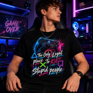 The Only Legal Place to Kill Stupid People gamer póló kontroller grafikával