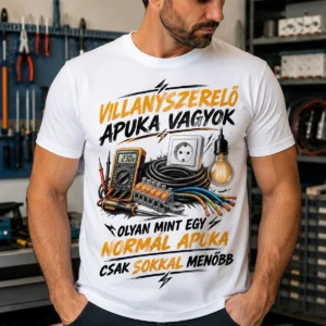 Villanyszerelő Apuka vagyok vicces villanyszerelő póló apukáknak