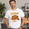 Fehér Vintage Készült egyedi évszámos születésnapi póló különkiadás grafikával