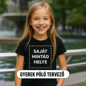 Gyerek póló tervező: gyerek egyedi mintás pólóban, saját fotó vagy grafika feltöltésével készíthető online
