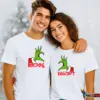 Grinch Hands páros póló – fél szív formát mutató Grinch kezek – Boldog / Karácsonyt felirattal – humoros karácsonyi ajándék pároknak
