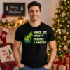 Fekete „Minek ide idézet? Odabasz a kinézet” Grinch póló zöld, humoros karaktergrafikával