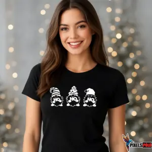 Ho Ho Ho Gnóm karácsonyi póló három gnómmal, fehér nyomatos letisztult dizájnnal