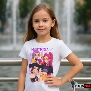 Huntrix Girls Team Póló – Zoey, Rumi és Mira színes grafikán