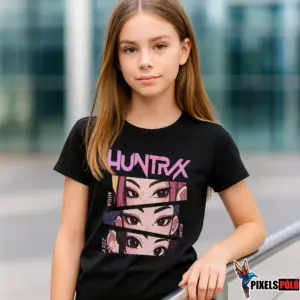 Huntrix K-pop démonvadászok gyerek póló – Rumi, Mira, Zoey anime stílus