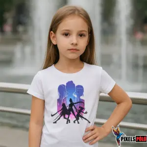 Huntrix Silhouette Póló – Rumi, Mira és Zoey három főhős sziluettje gyerek modellen