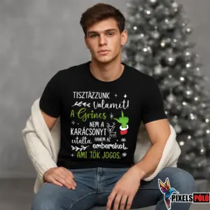 Vicces karácsonyi póló a Grincs grafikával és humoros felirattal – Tisztázzunk valamit a Grincs póló