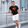 super hot chili póló fekete férfi póló lángoló paprika mintával