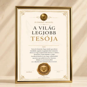 A Világ Legjobb Tesója Oklevél arany színű keretben elegáns elismerő oklevél ajándék testvérnek
