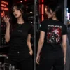 Crimson Veil – Anime póló vörös-fekete japán stílusú grafikával