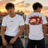 No Pain No Gain anime póló piros-fekete nagyméretű hátgrafikával