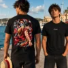 Red Tide fekete anime póló vörös-fekete harcos hátgrafikával