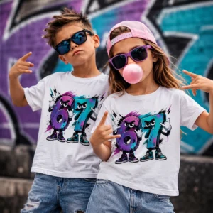 Six Seven 67 vagány fiú és lány gyerek póló színes mintával