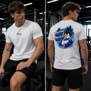 Discipline anime póló kék motivációs harcos hátgrafikával