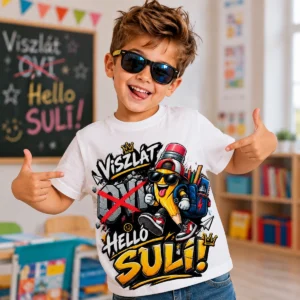 Viszlát Ovi Hello Suli iskolakezdős fiú gyerek póló ceruzás grafikával