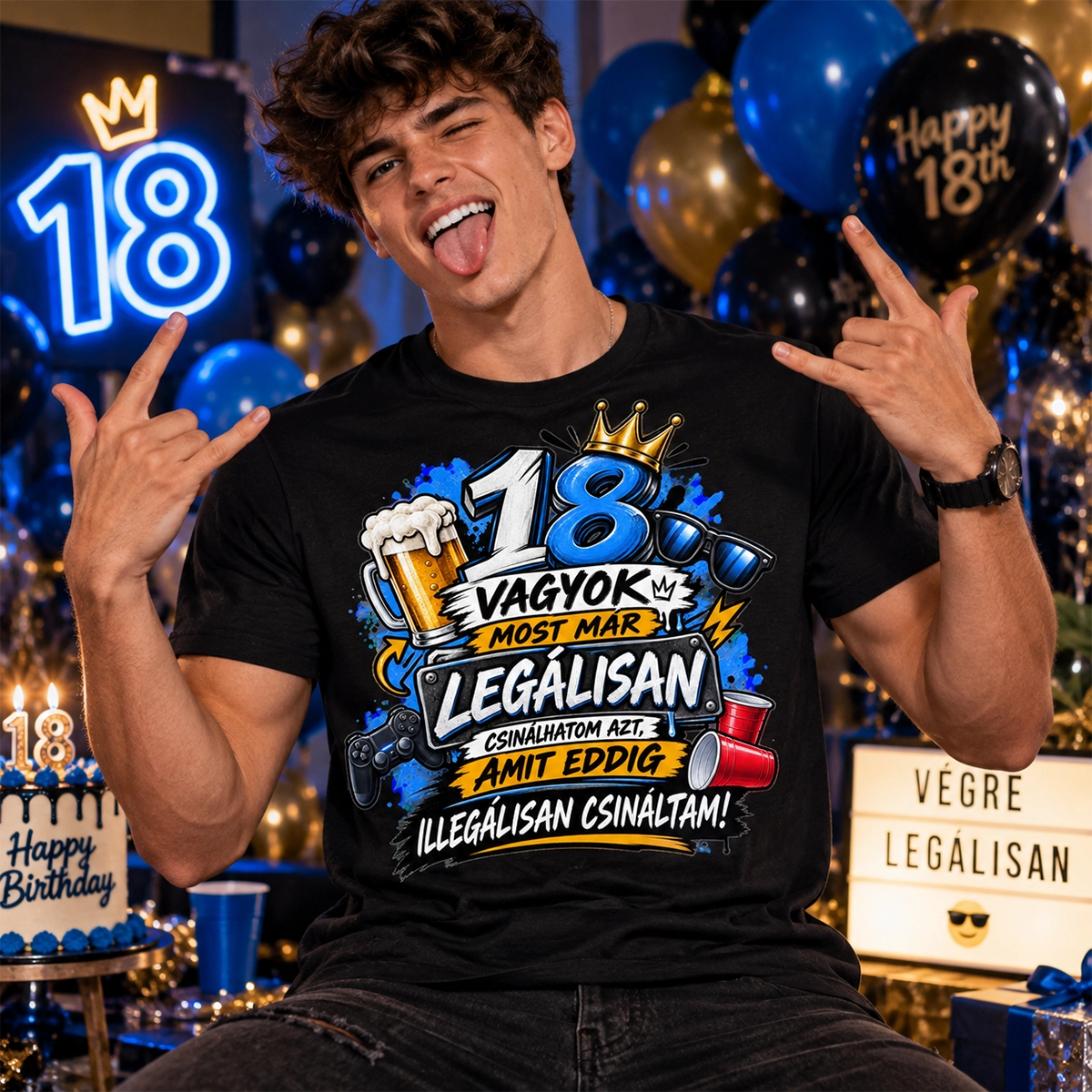18 vagyok most már legálisan vicces 18. születésnapi póló