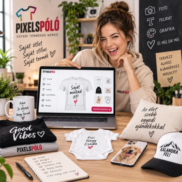 Online egyedi terméktervező saját fotóhoz, grafikához és felirathoz