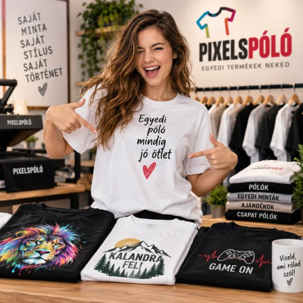 Nyomtatott pólók különböző grafikákkal